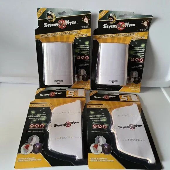 2 Stycky Wyck LED Night Light/UV Bug Catcher Mosquito/Moths/Flies + 2 Refills - Picture 1 of 7